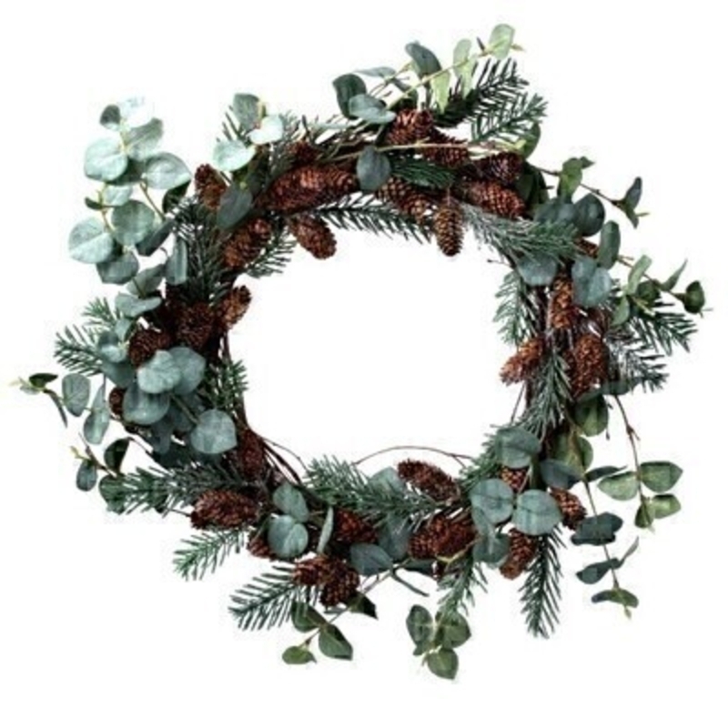 This eucalyptus and pinecone wreath is by Designer Gisela Graham and will delight for years to come. It will compliment any front door and has a matching garland available. Remember Booker Flowers and Gifts for Gisela Graham Christmas Decorations. 
